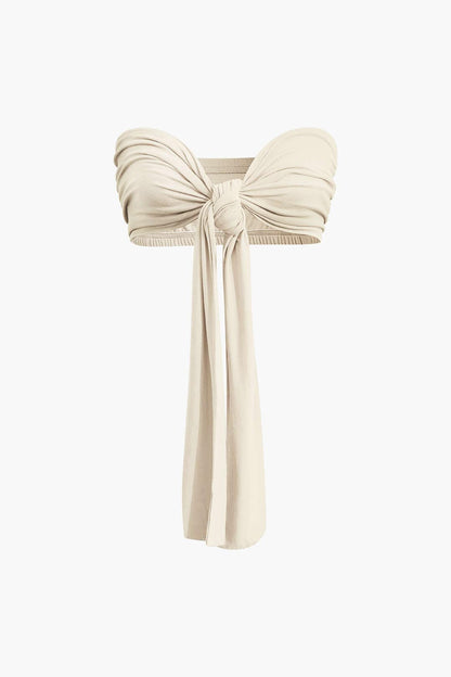 Damen Zweiteiler-Set mit Schleifen-Bandeau und Weitbein-Hose