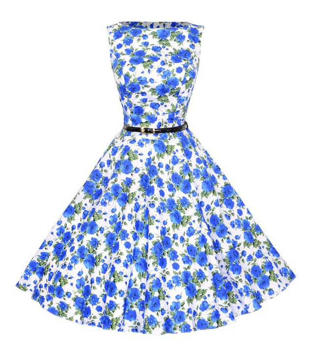 Damen Swingkleid Floralmuster Gürtel