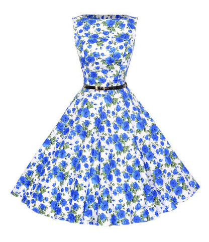 Damen Swingkleid Floralmuster Gürtel