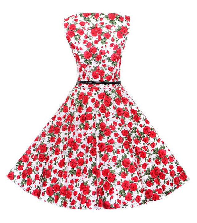 Damen Swingkleid Floralmuster Gürtel