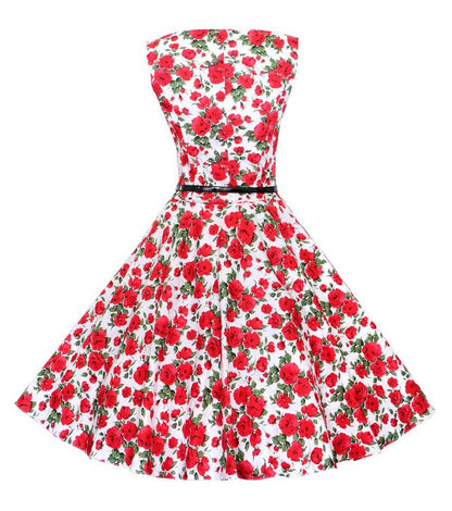 Damen Swingkleid Floralmuster Gürtel