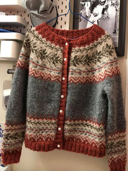 Norvielle Damen Strickjacke Wolle Baumwolle - Norvielle