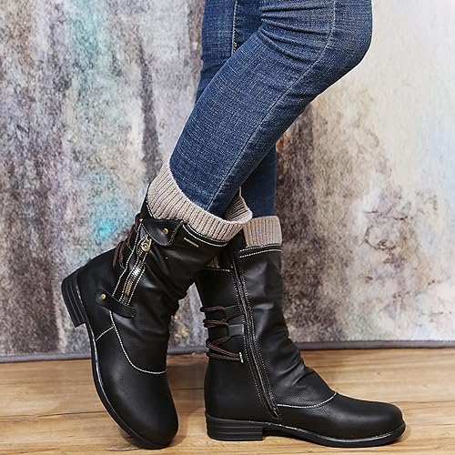 Damen Winterstiefel mit Seitlichem Reißverschluss Warm