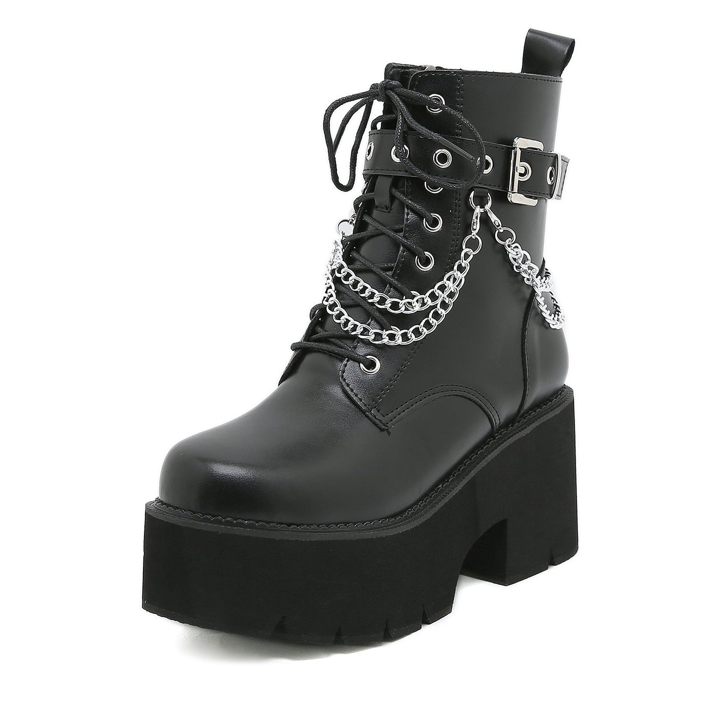 Norvielle Damen Stiefel Martens-Stil Hoher Absatz