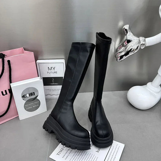 Norvielle Damen Stiefelschuhe Schwarz Leder Komfort - Norvielle