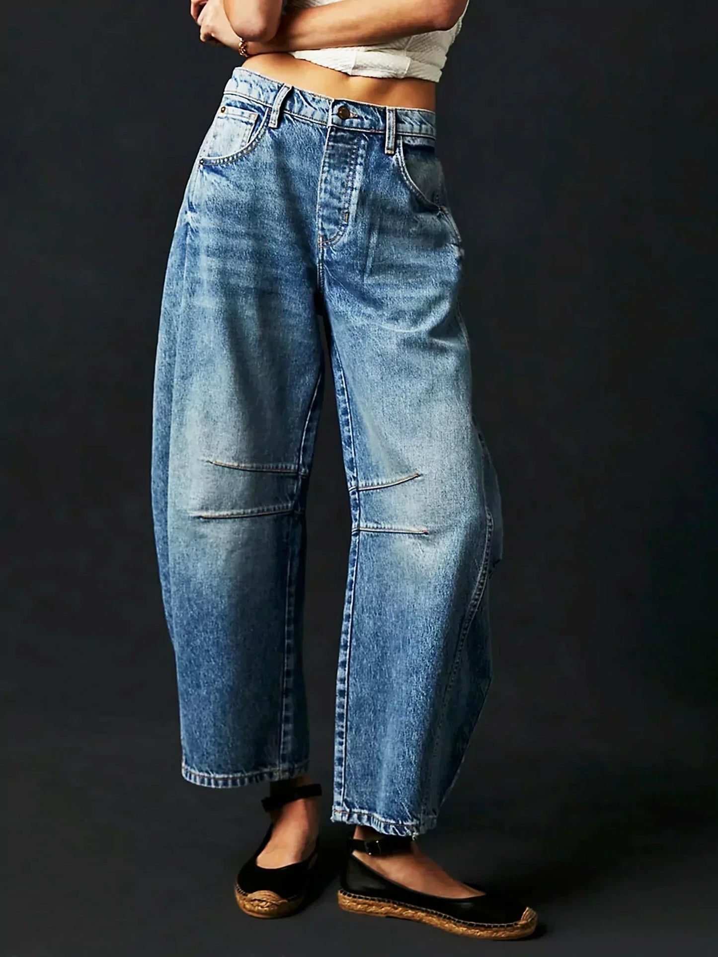 Damen Weite Jeans Bedruckt