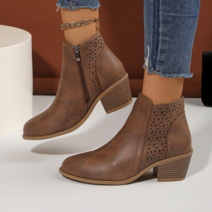 Damen Stiefeletten Hineinschlüpfen Seitlich Reißverschluss