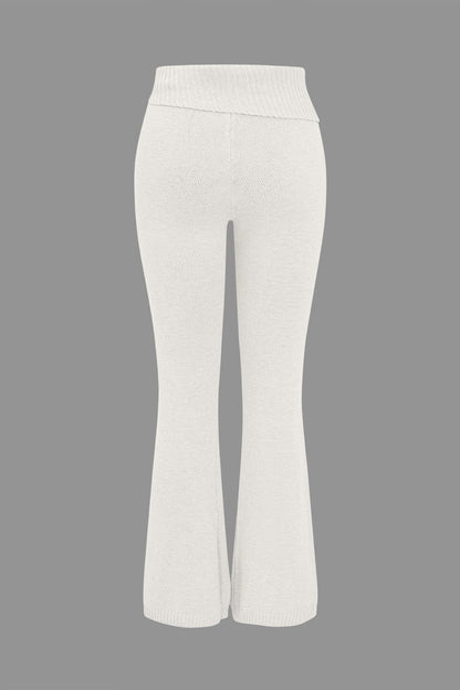 Damen Strick-Set Kapuzenjacke Schlaghose