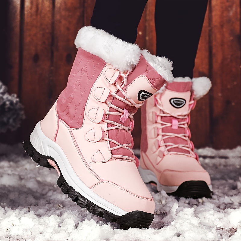 Damen Winterstiefel Schnürung Runder Kappe Warmes Innenfutter