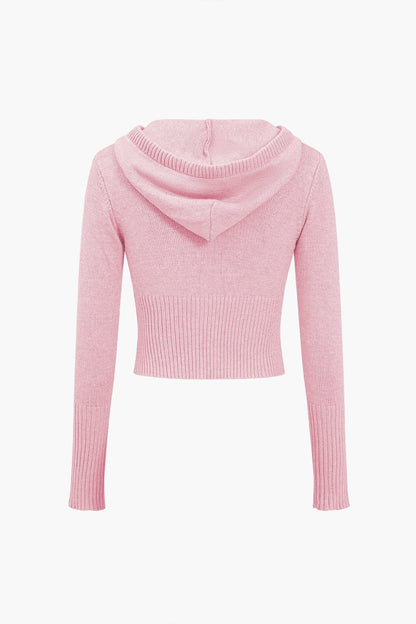 Damen Strick-Set Kapuzenjacke Schlaghose