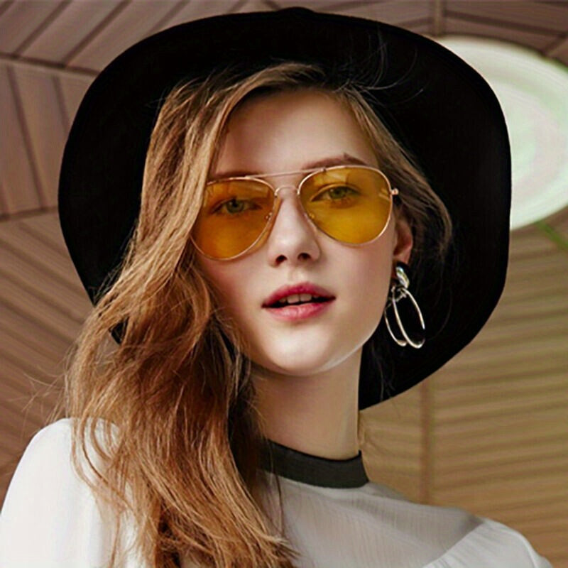 Damen Aviator Sonnenbrille Goldener Rahmen