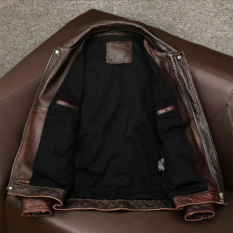 Herren Lederjacke Langlebig Knopfverschluss