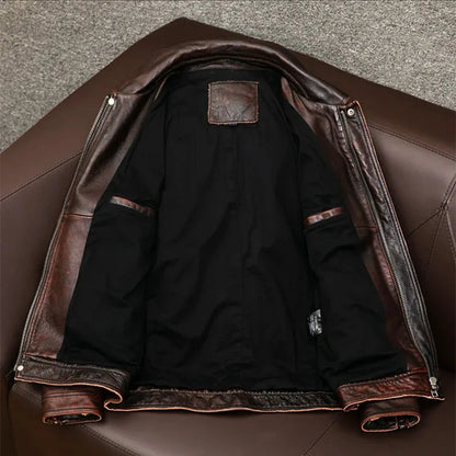 Herren Lederjacke Langlebig Knopfverschluss