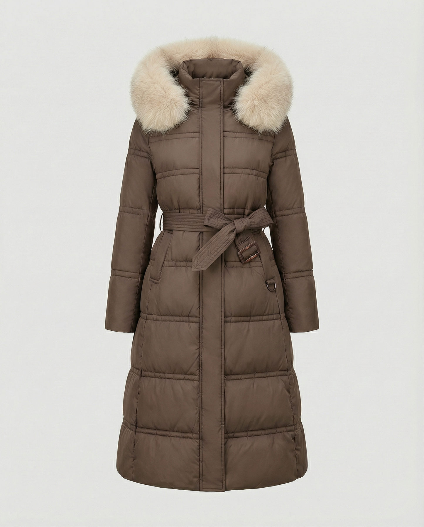 Damen Wintersteppmantel Lang Lederoptik
