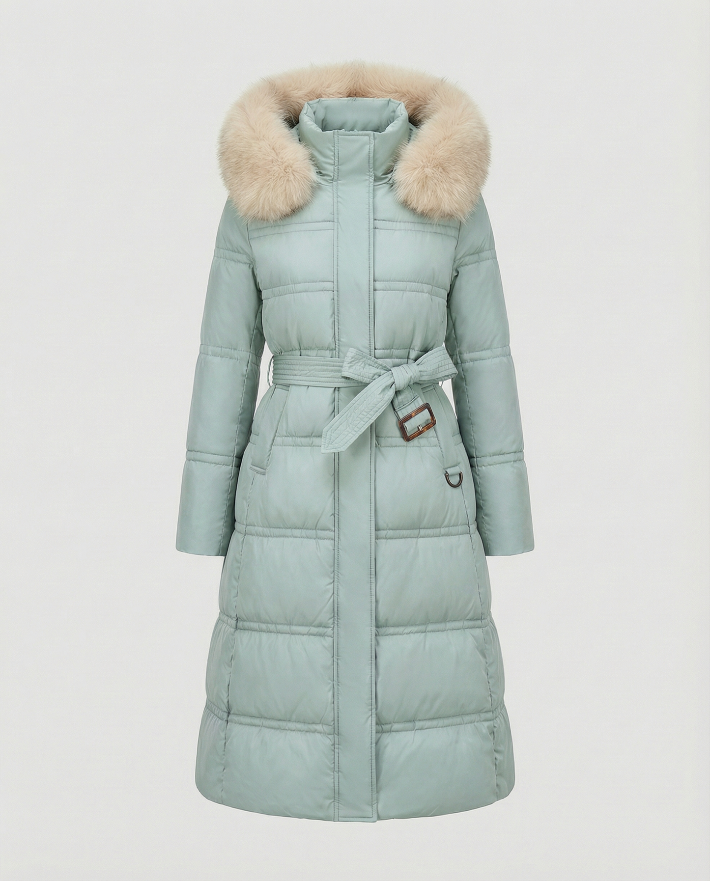 Damen Wintersteppmantel Lang Lederoptik