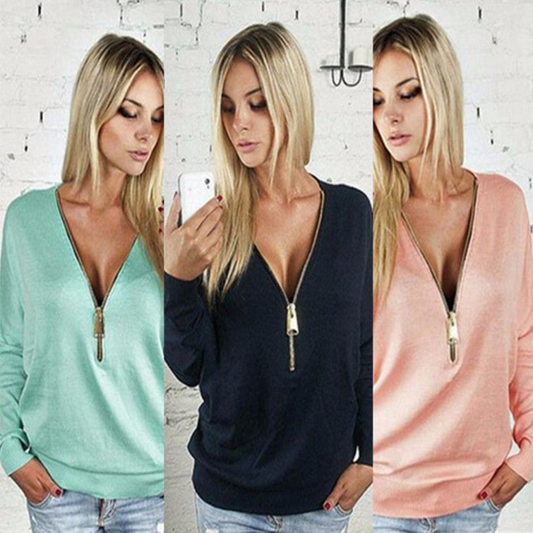 Damen Oversized Pullover Moderner Reißverschluss - Norvielle