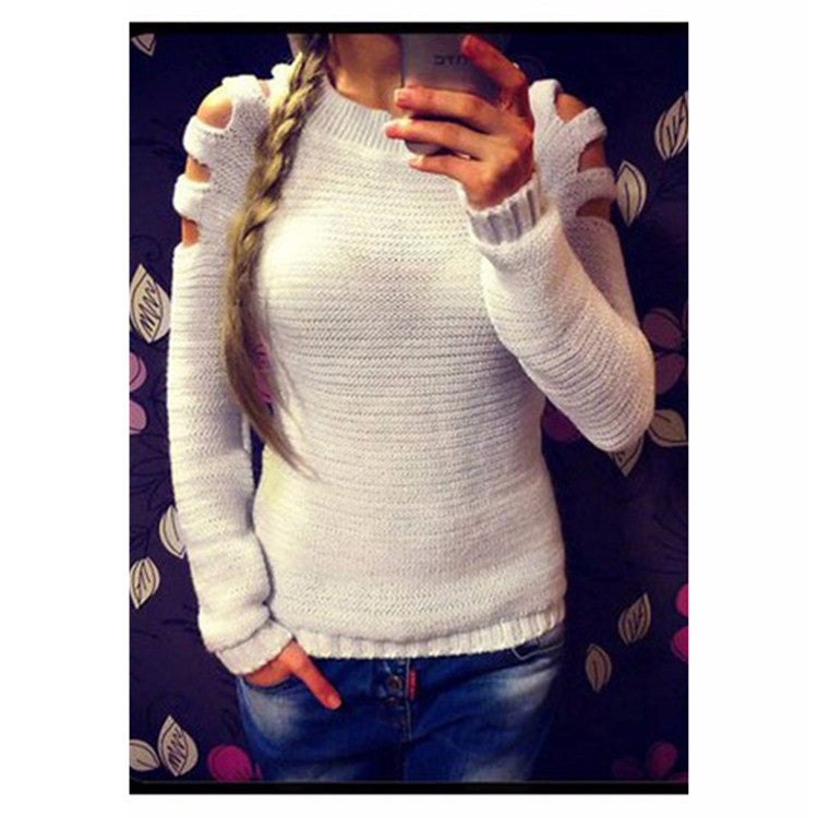 Damen Strickpullover Offene Schulter Glitzernd Norvielle