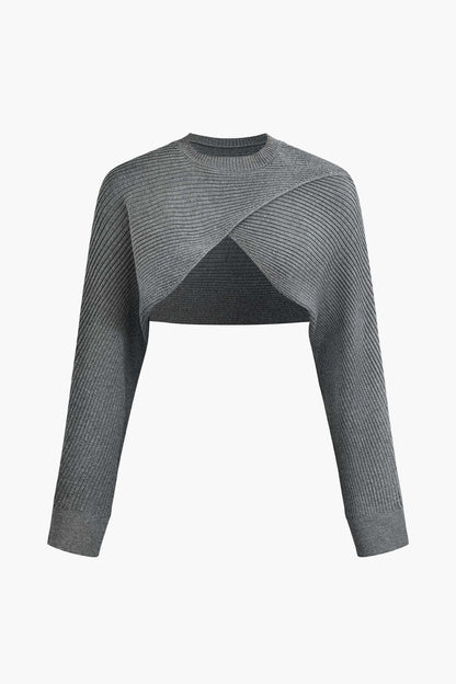 Anastasia Damen Zweiteiler-Set Cutout-Pullover Gerafftes Kleid