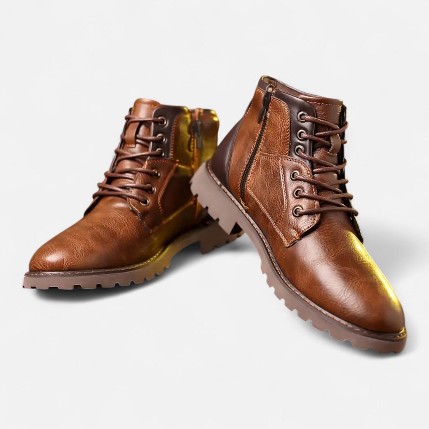 Herren Leder Stiefeletten Schnürboots Business Casual