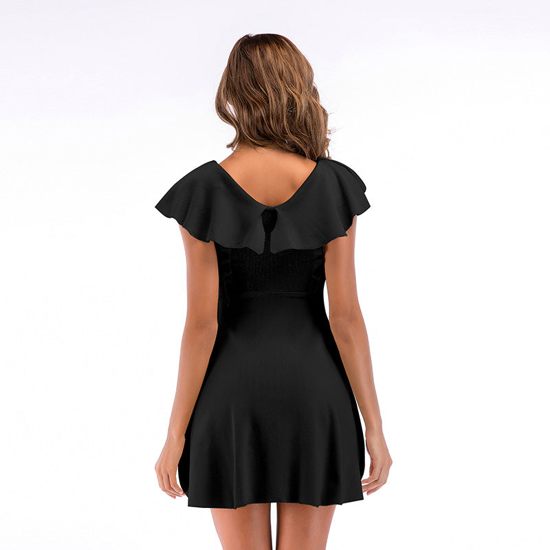 Damen Freizeitkleid mit Rüschendetails und V-Ausschnitt Norvielle