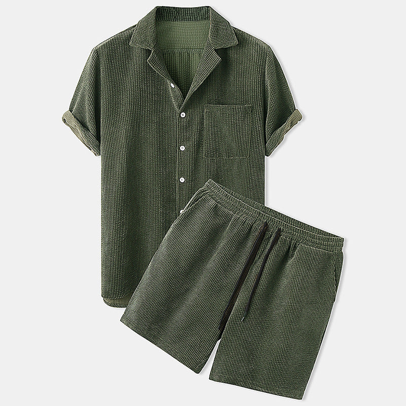 Herren Polo-Set aus Baumwolle mit Shorts und Oberteil Weiß