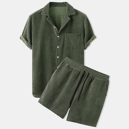 Herren Polo-Set aus Baumwolle mit Shorts und Oberteil Weiß