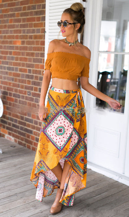 Damen Asymmetrischer Wickelrock Bunt Norvielle