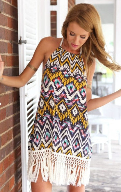 Damen Sommerkleid Fransen Details Norvielle