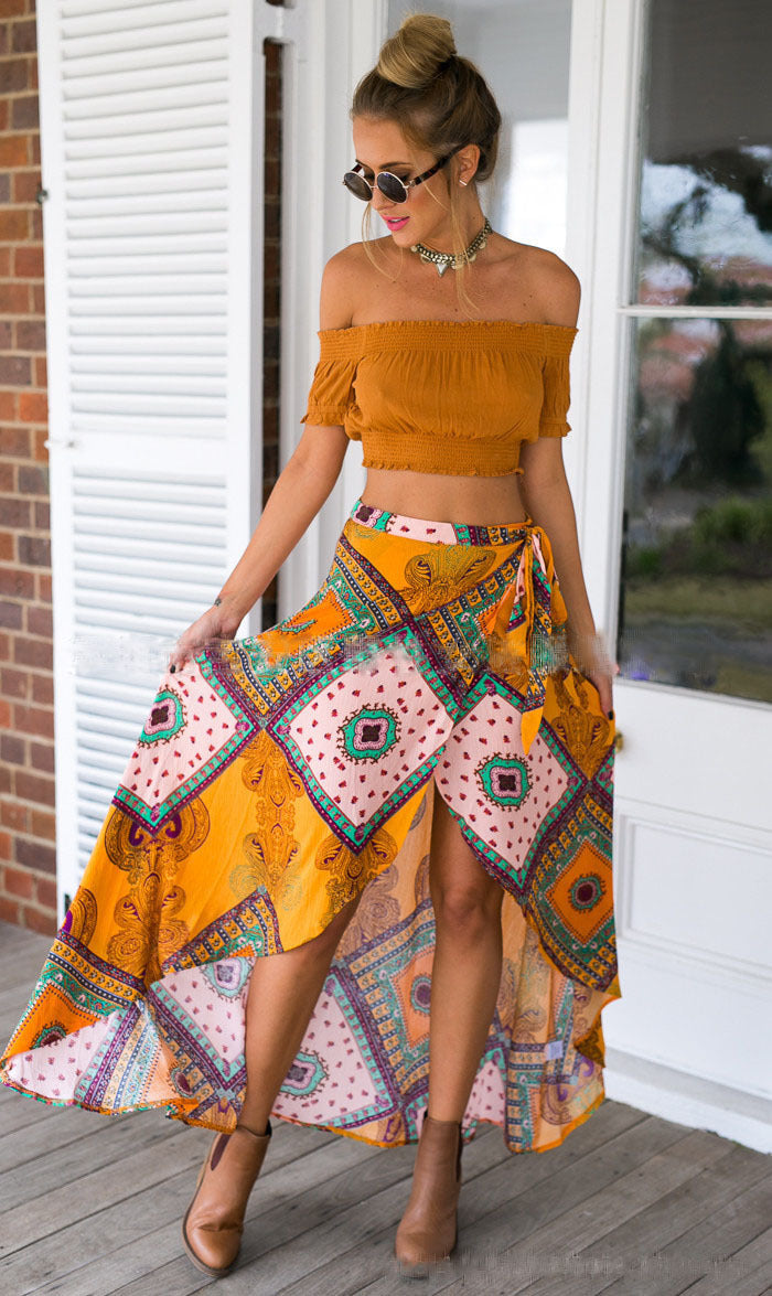 Damen Asymmetrischer Wickelrock Bunt Norvielle