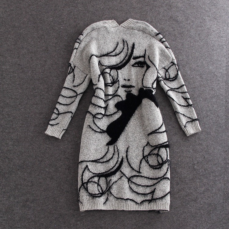 Damen Strickjacke Offenes Frontdesign Kreatives Motiv Norvielle