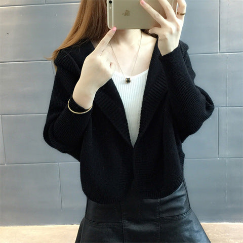 Damen Strickjacke Kapuze Weit Norvielle