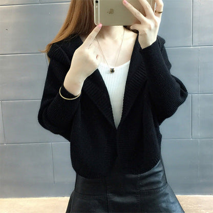 Damen Strickjacke Kapuze Weit Norvielle