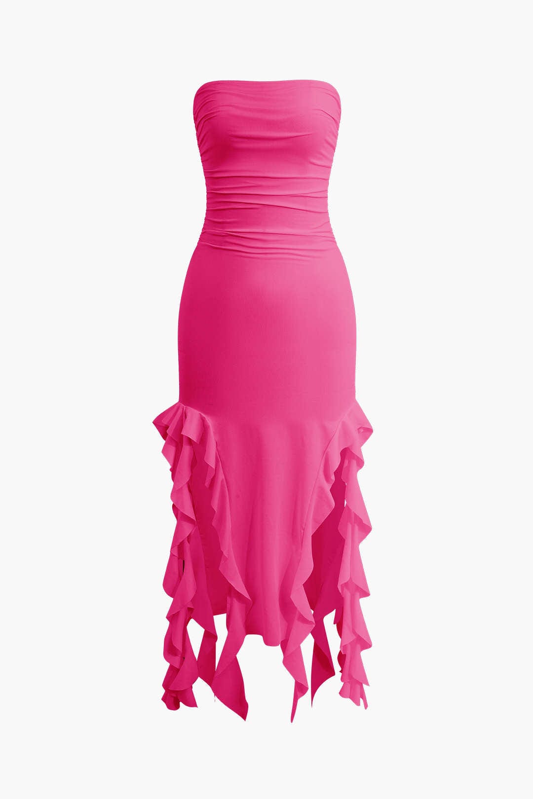 Damen Maxikleid mit Volant-Details Elegantes Bandeau-Design