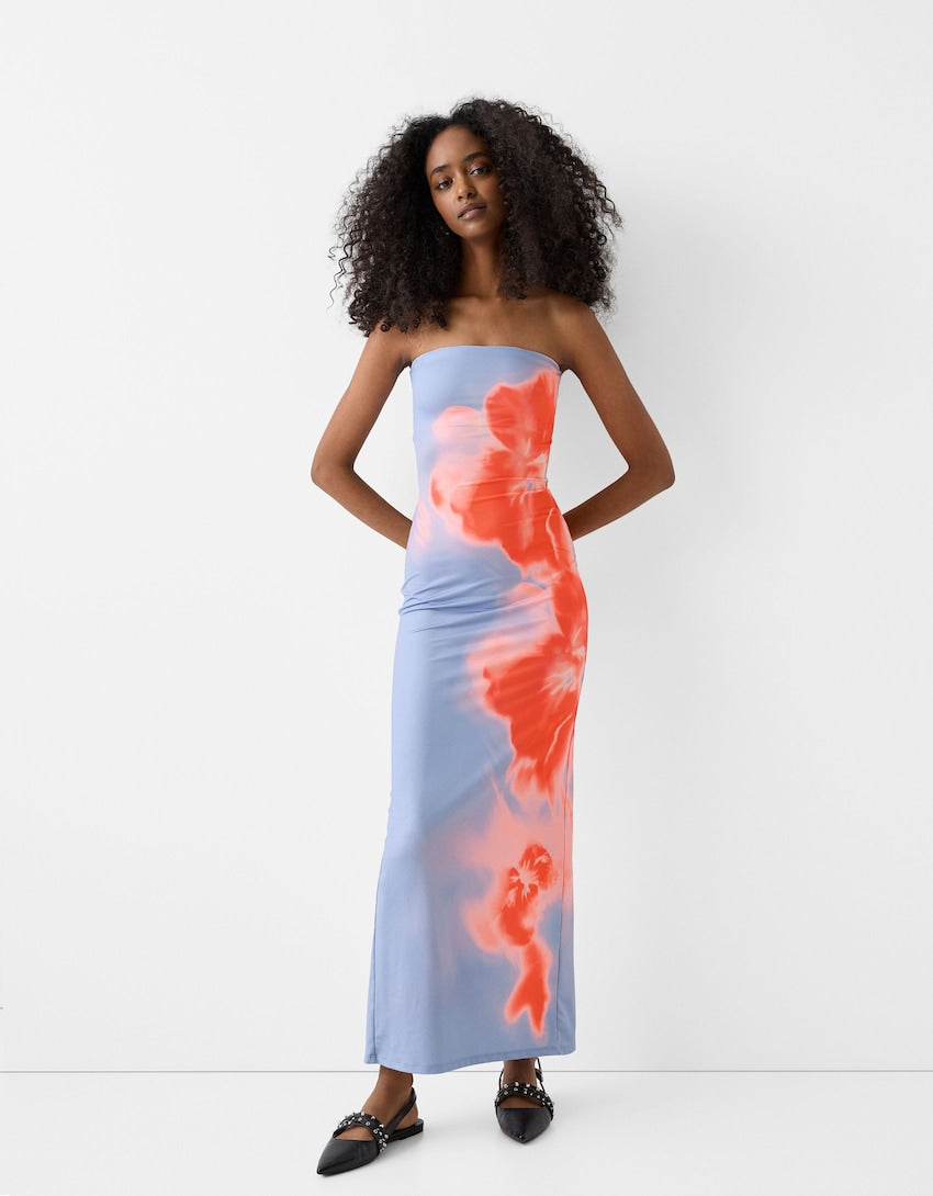 Norvielle Damen Trägerloses Maxikleid Sommer - Norvielle