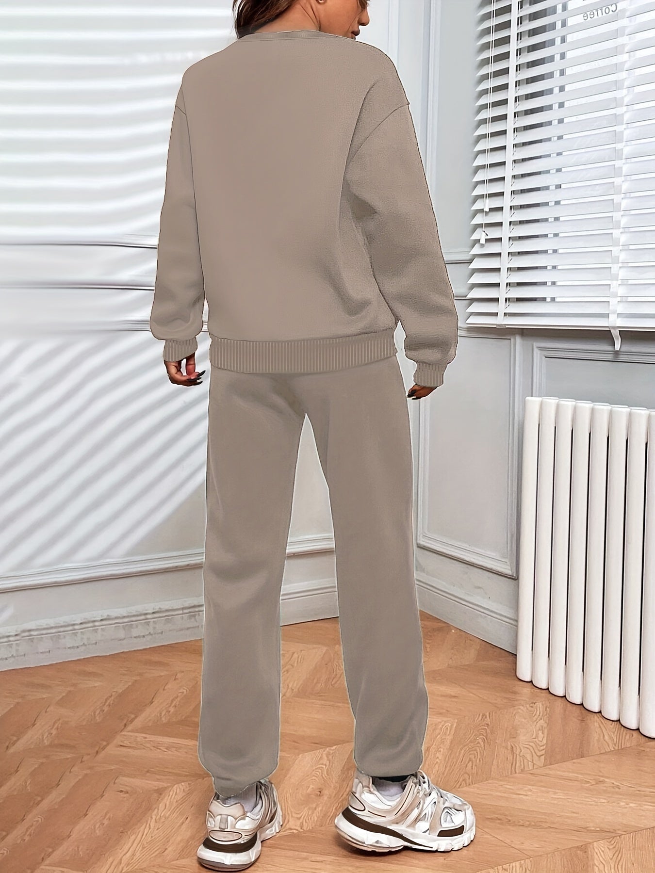 Damen Jogging Set Oversized Sweatshirt Hochtaillierte Jogger Weich