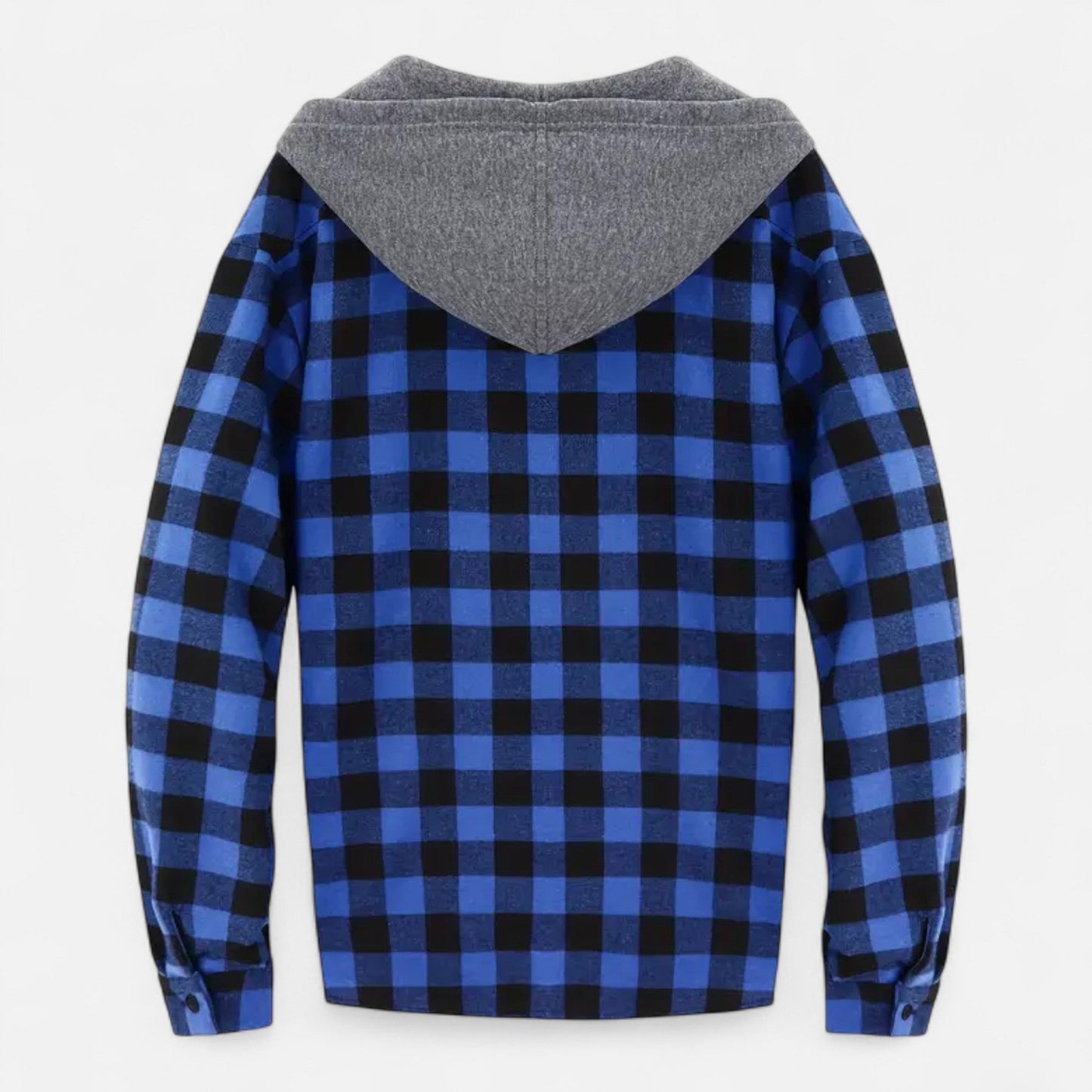 Herren Karo-Hoodie mit Knöpfen und Kordelzug