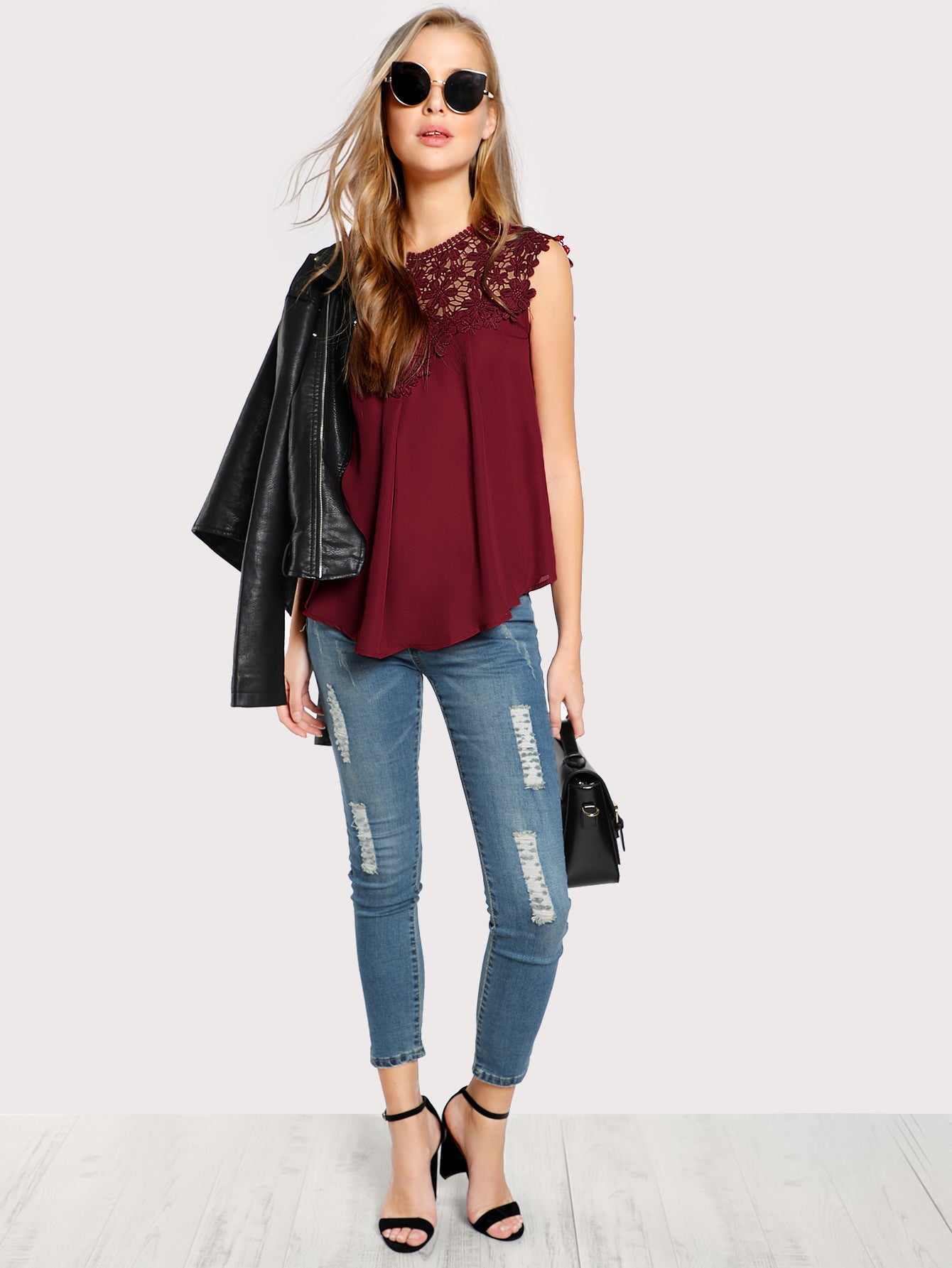 Damen Bluse Flora Stickerei Leicht Fließend