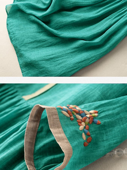 Norvielle Damen Kleid Baumwolle Bestickt