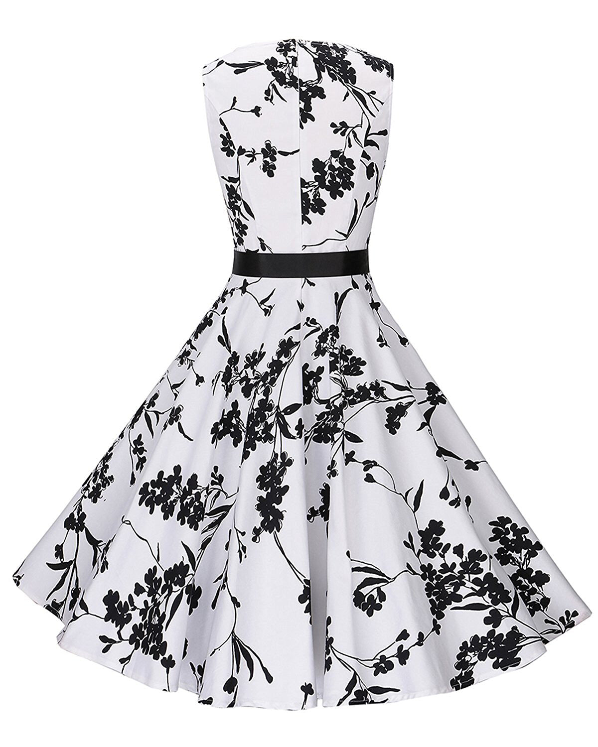 Damen Vintage Swingkleid Floralmuster Tailliert