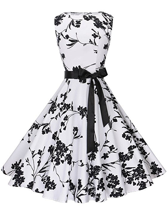 Damen Vintage Swingkleid Floralmuster Tailliert - Norvielle