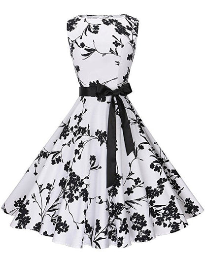 Damen Vintage Swingkleid Floralmuster Tailliert - Norvielle