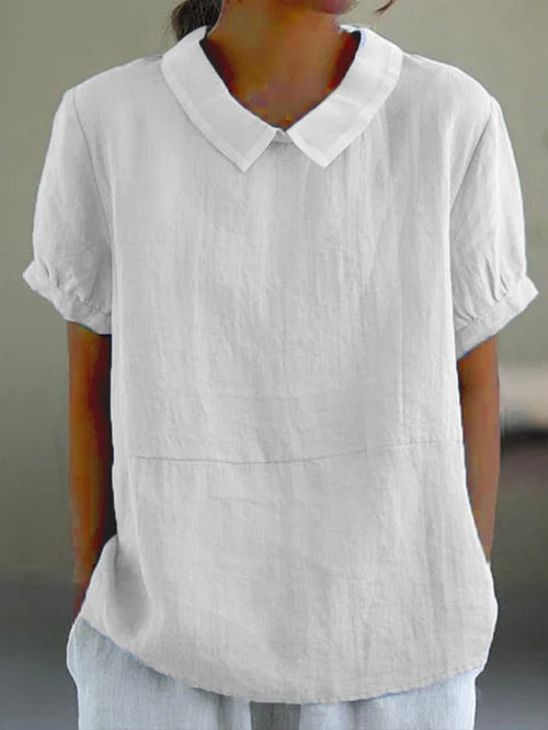 Norvielle Damen Bluse Baumwolle Einfarbig
