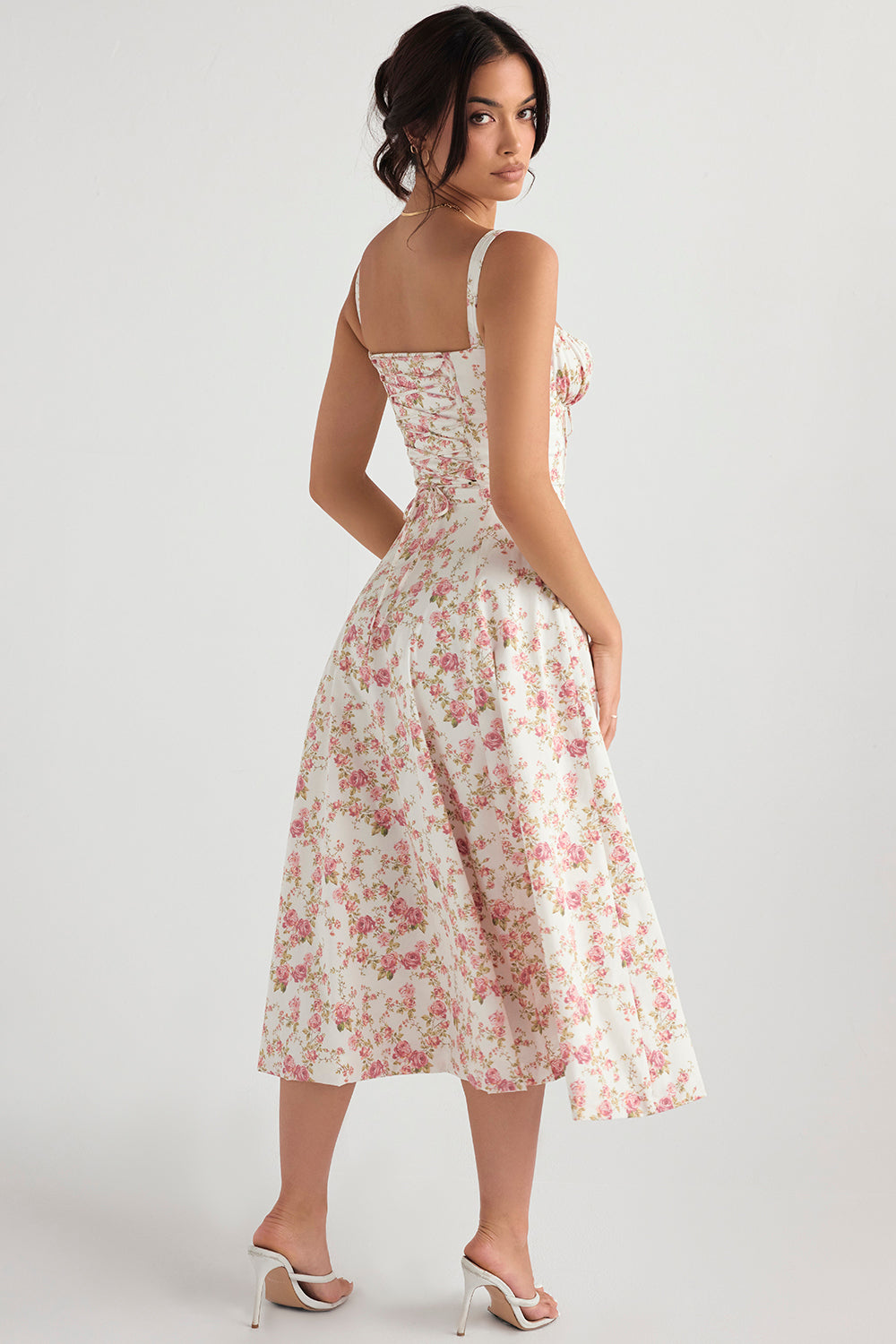 Fuchsia Damen Midikleid Taillenformend