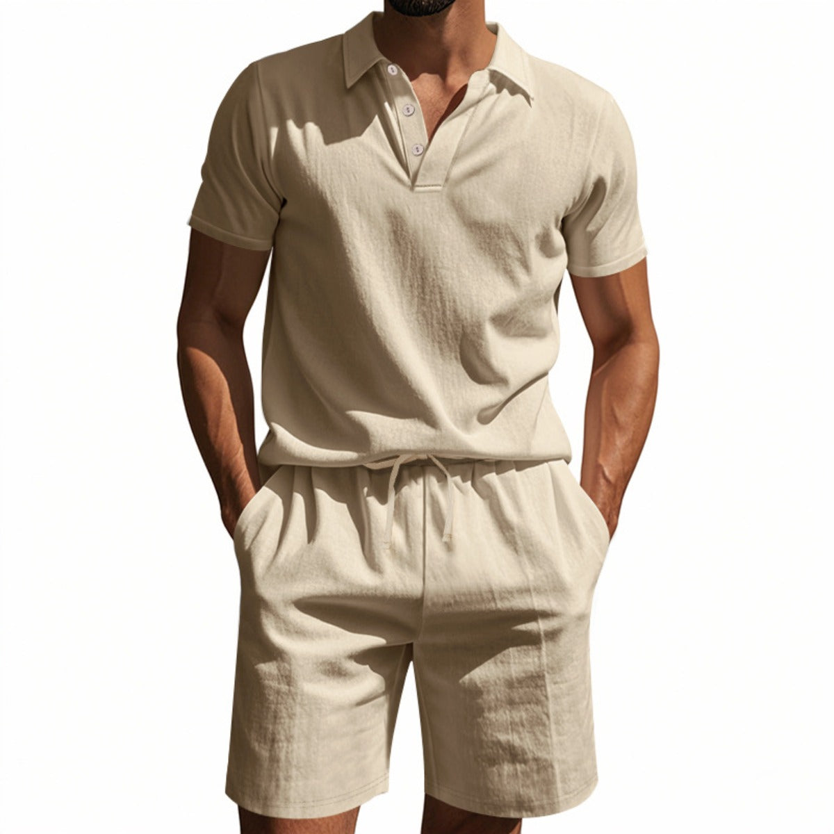Norvielle Damen Kurzärmliges Poloshirt und Shorts Strandanzug - Norvielle