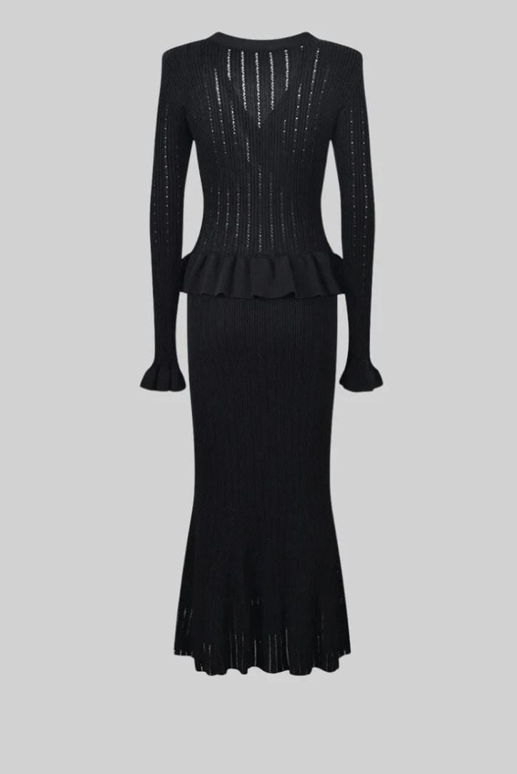 Damen Strick-Zweiteiler Klassisch Elegantes Design