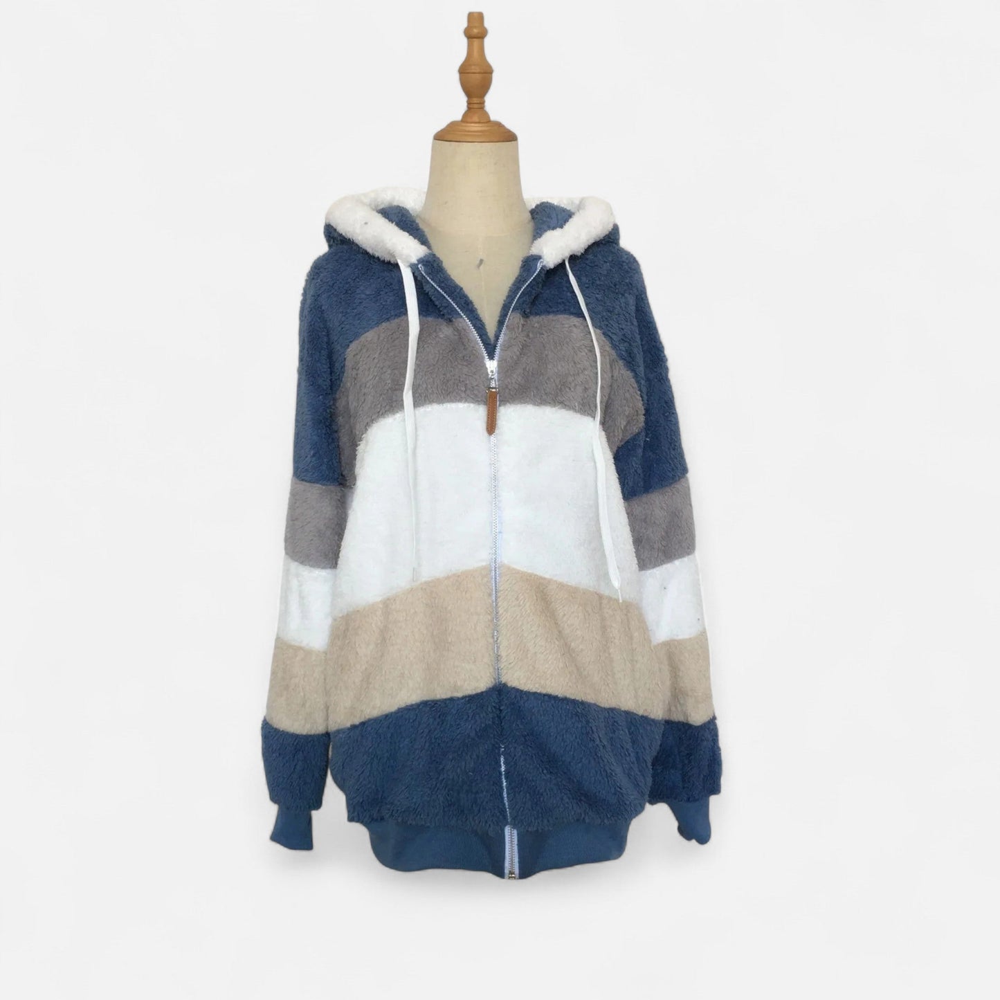 Triswina Damen Oversized Jacke mit Kapuze Gestreift