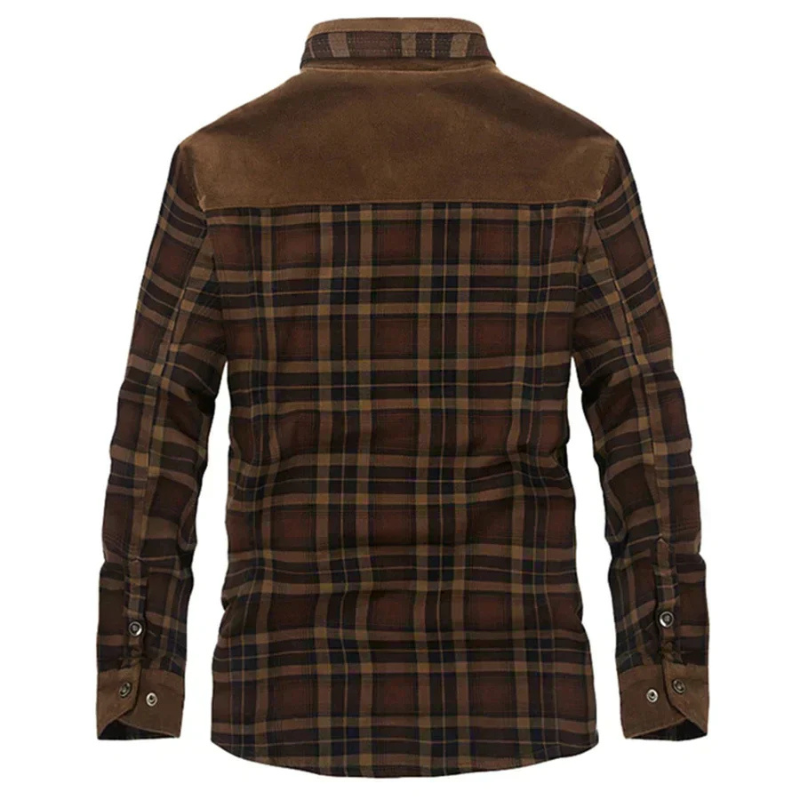 Herren Karo Hemdjacke Fleece-Futter Warm