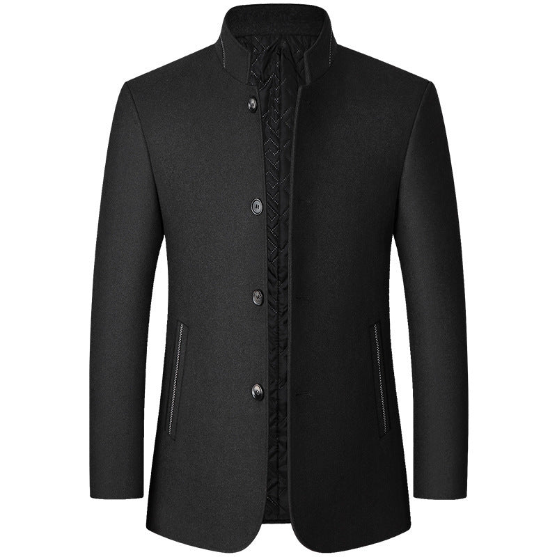 Herren Wollmantel Knöpfe Elegant