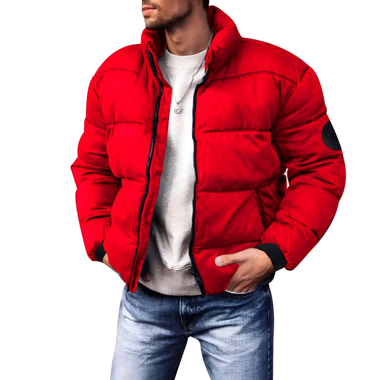 Herren Steppjacke Wattiert Lässig Schwarz - Norvielle