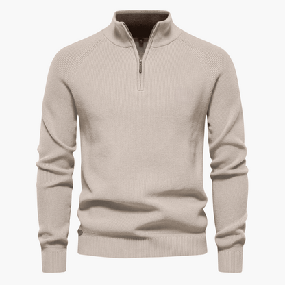Herren Strickpullover Weich Zipper Beige